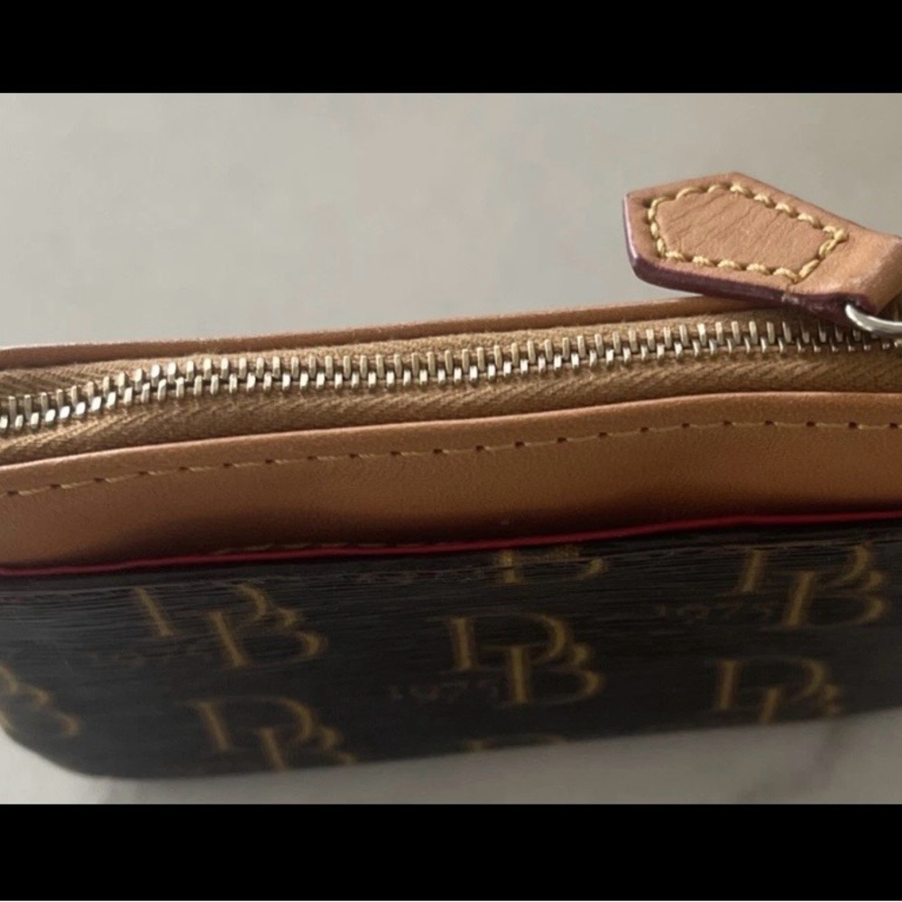 Dooney & Bourke Brown and Tan Logo Keychain Pouch - Picture 3 of 5